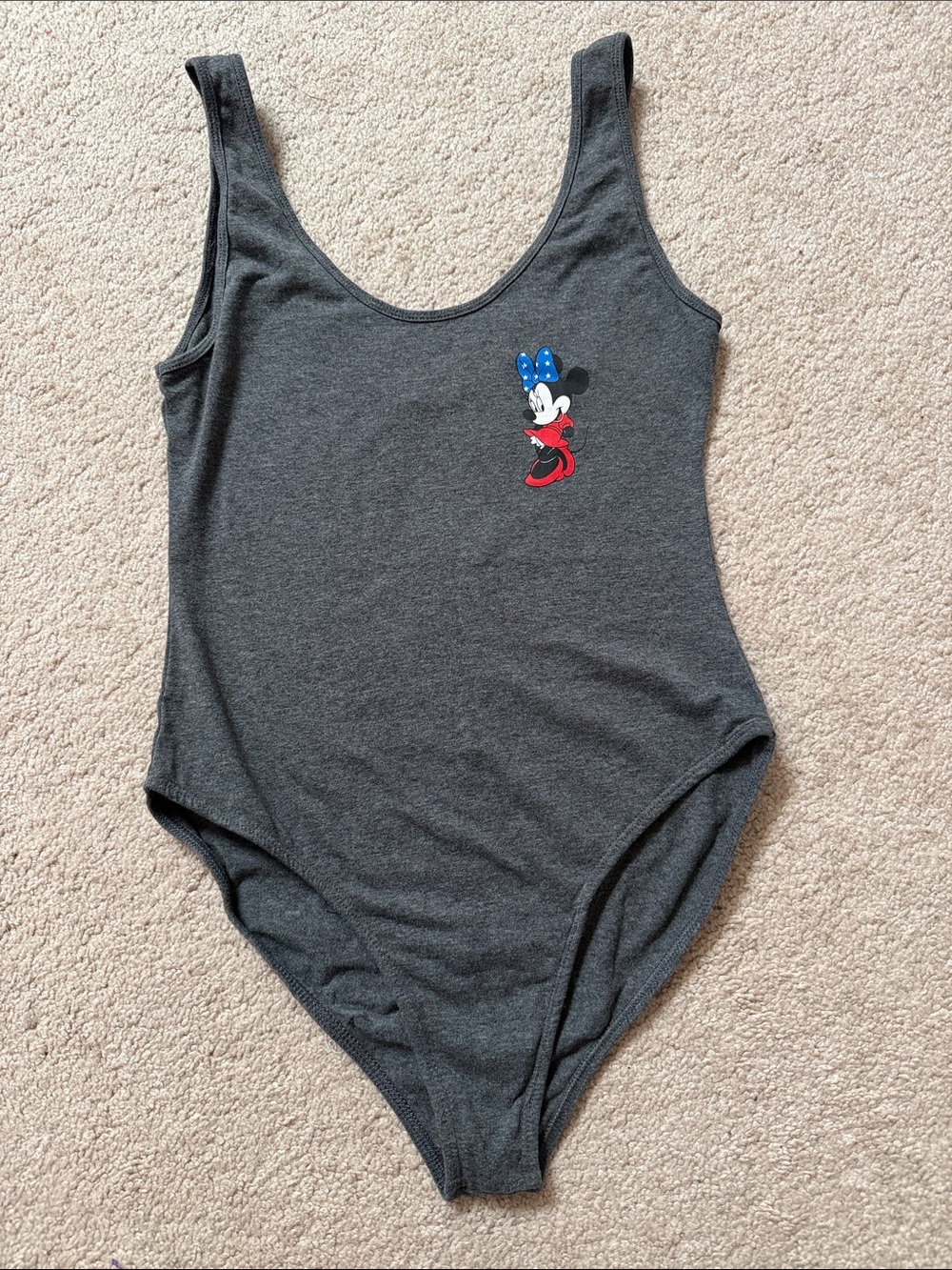Disney Charcoal Gray Tank Top with White Printed Logo